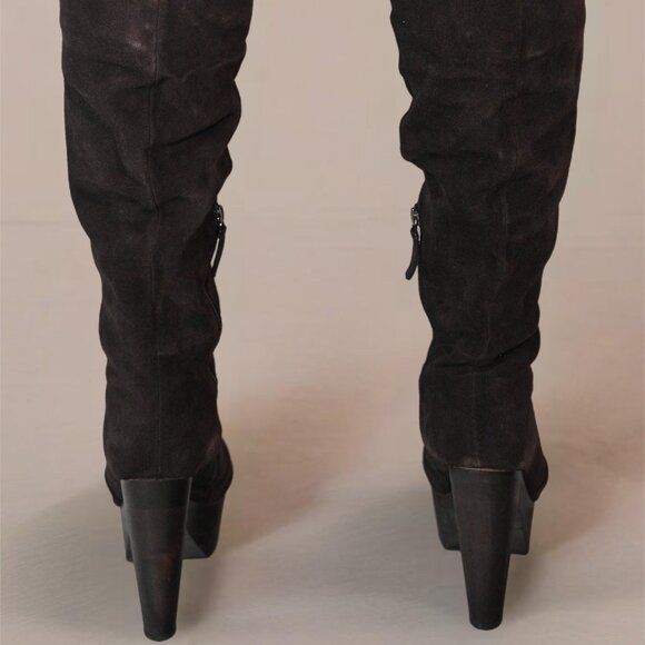 Madison Harding Dark Brown Suede Platform Knee-High Boots - Size 8 - Picture 11 of 12